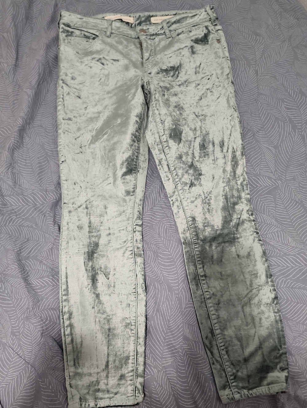 Pilcro Anthropologie Seafoam Velvet Skinny Jeans